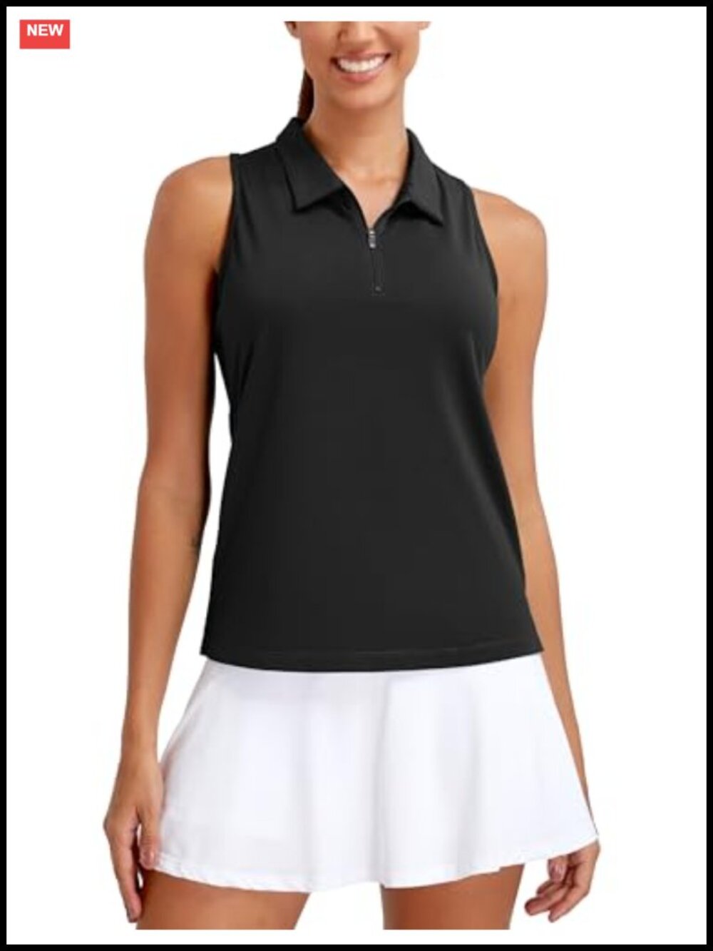 Women's Golf Sleeveless 1/4 Zip UPF 50+ Polo Tank Top Racerback Athletic